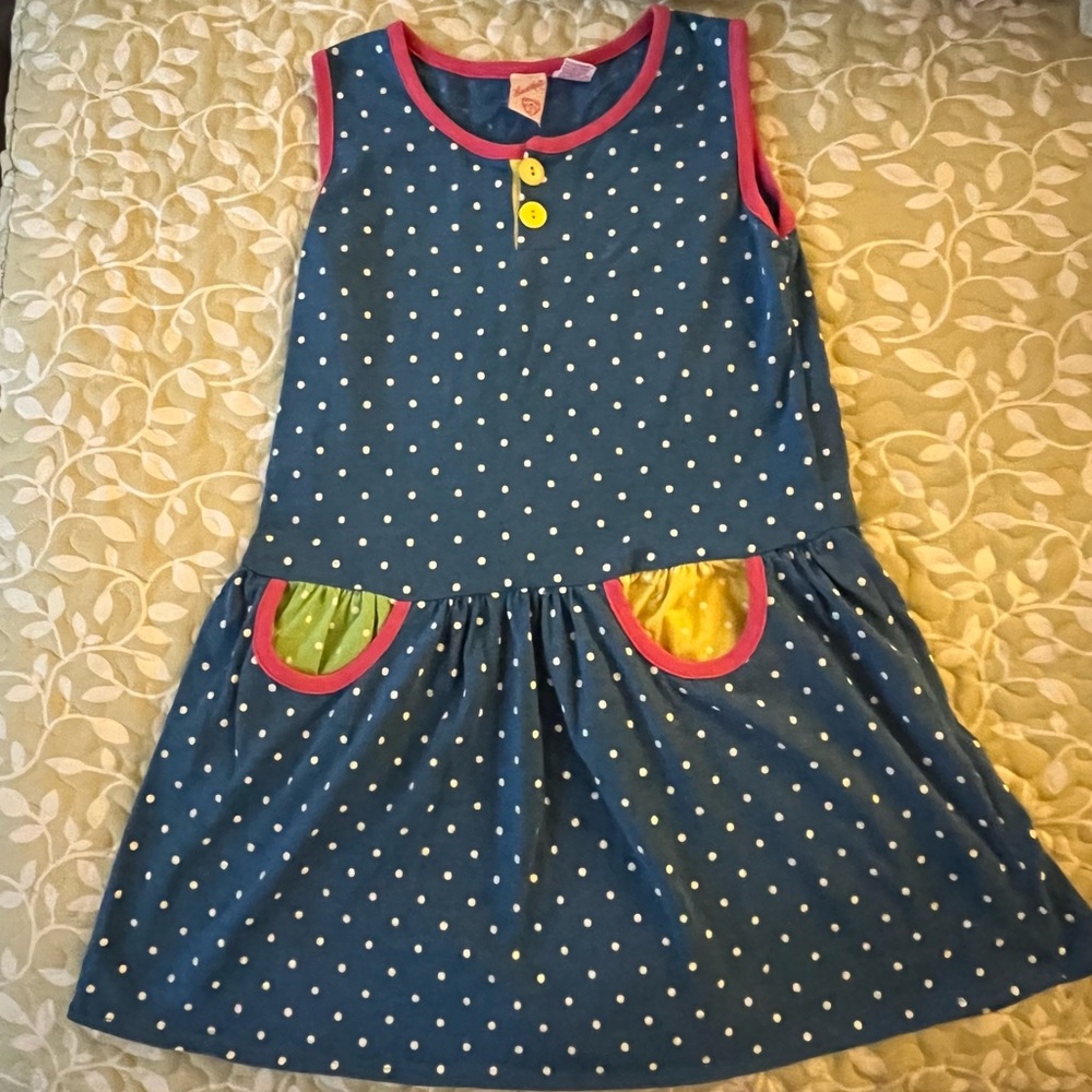 Heartfelt blue polka dot girls size 10 dress